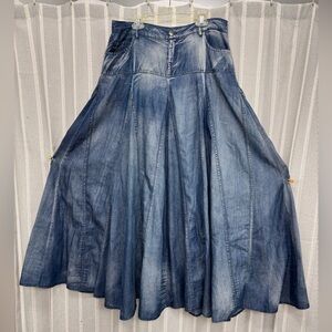 Denim Maxi Circle Skirt by Juliette Size 8 Washed Denim